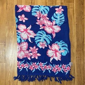 NWOT Hamakua of Hawaii Plumeria & Orchid Full Length Sarong Pink Blue